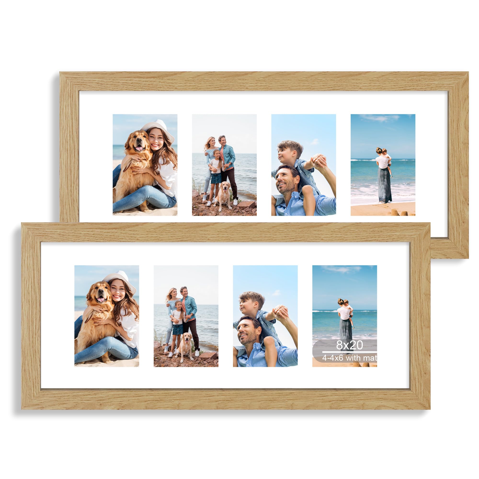 Amazon.com - Hongkee 8x20 Picture Frame Set of 2, Natural Oak Wood